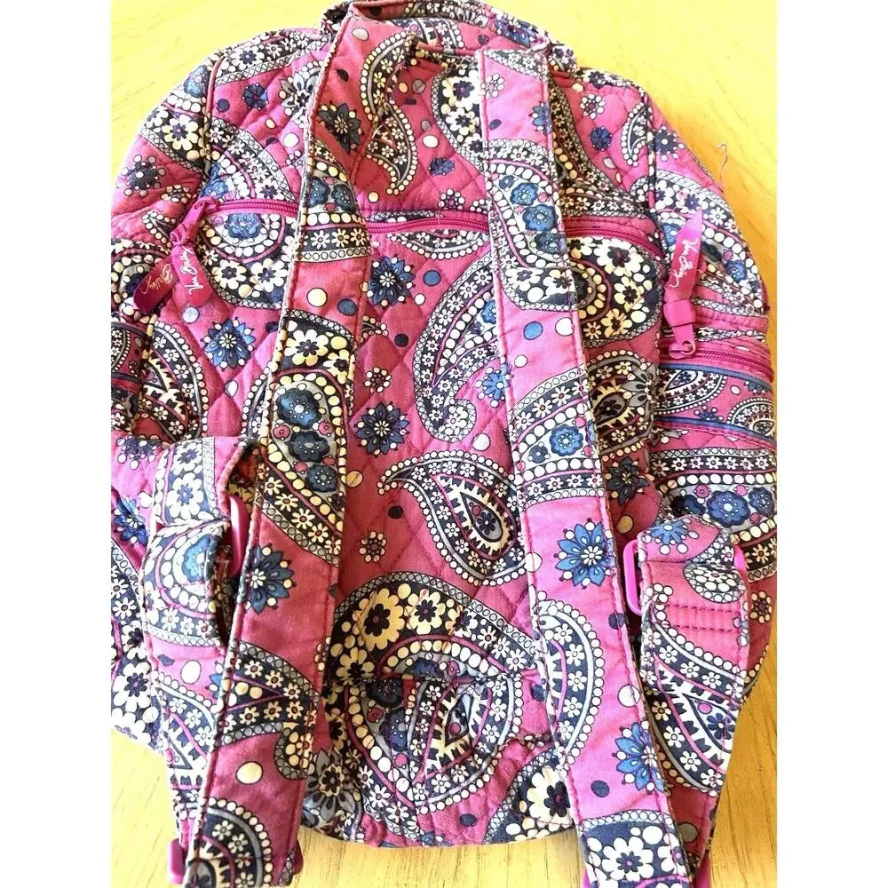 Vera Bradley Backpack Bag Quilted Paisley Floral Campus Boho Hippie L-XL